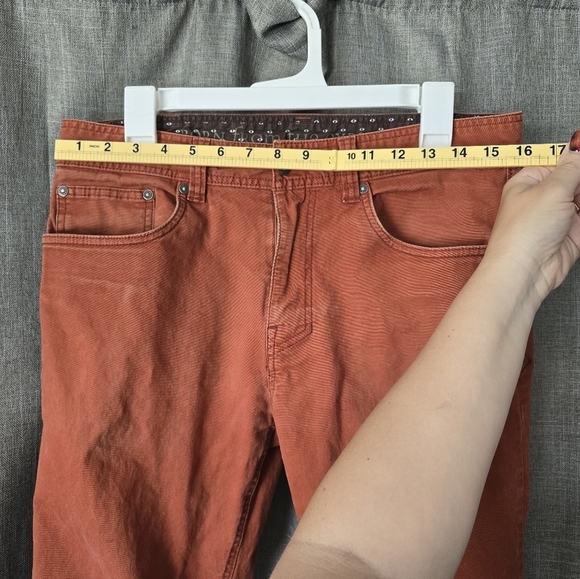 PrAna Orange Organic Cotton JEANS 32x30" Denim Straight Leg Pants HIKING Walking - Picture 7 of 9